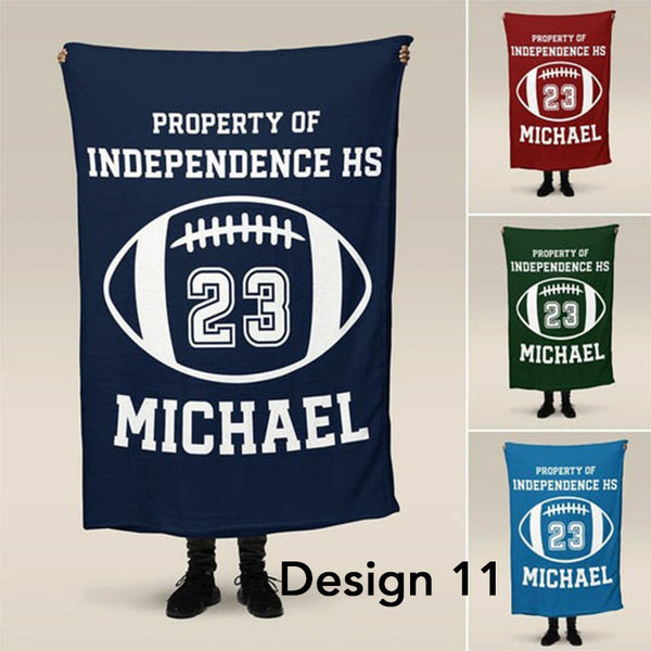 Personalized Football Blanket, Gift Idea for Football Player, Minky Kids Football Blanket