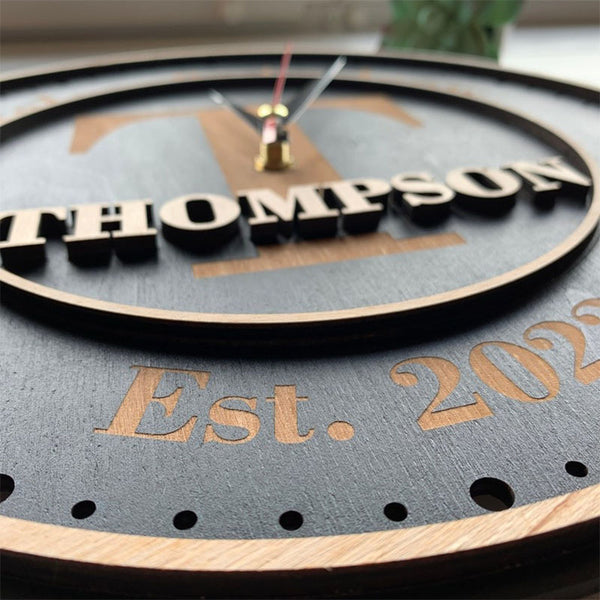 Custom Wall Clock, Personalized Family Name Clock