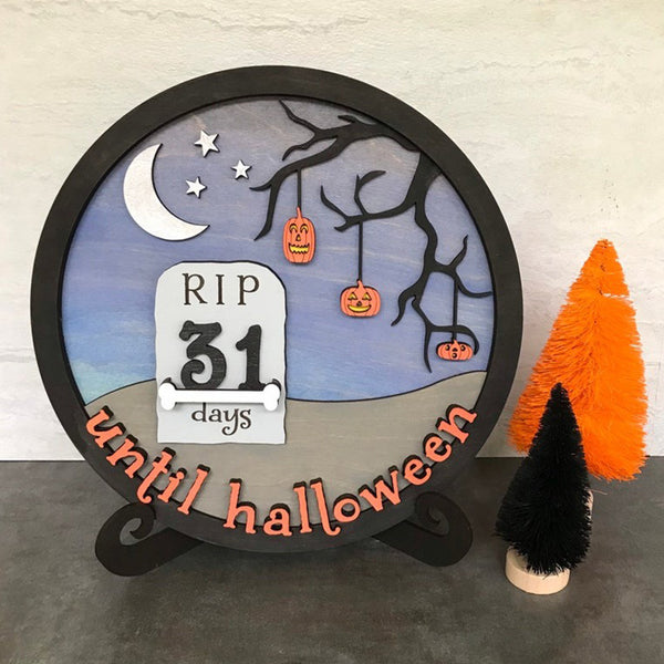 Halloween Countdown Calendar, Wooden Halloween Decorations