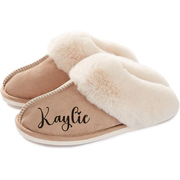 Personalized Women's Slippers Memory Foam House Slippers with Rubber Sole