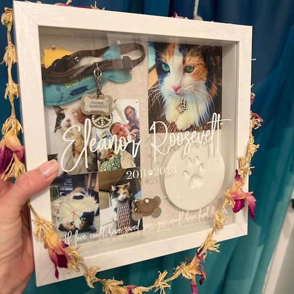 Personalized Pet Dog/Cat Memories Keepsake Shadowbox with Name/Dates/Qoute