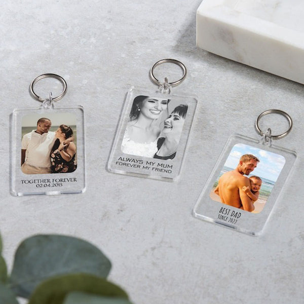 Personalised Photo Keyring, Keychain Gift with Message for Birthday, Anniversary,