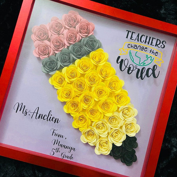 Custom Teacher Pencil Apple Shadow Box|School Office Sign