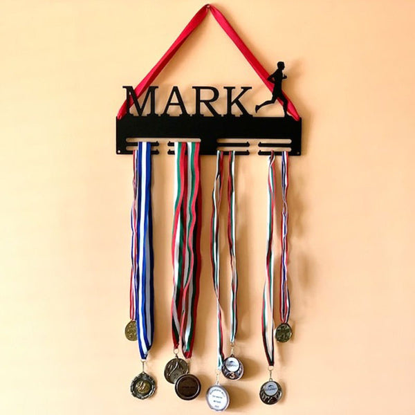 Personalized Running Marathon Medal Holder Custom Name Metal