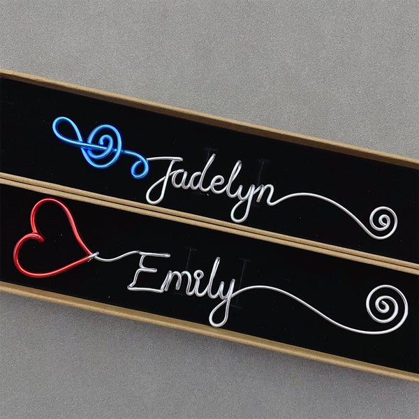 Hearts, Musical Notes, Personalized Line Name Bookmarks