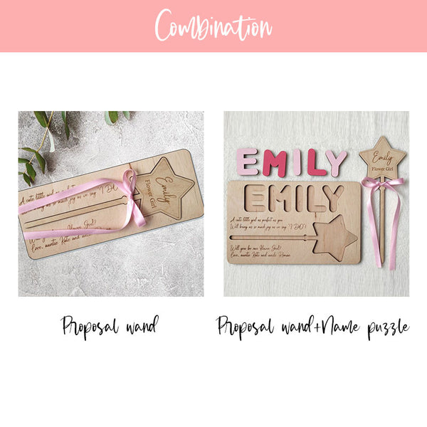 Proposal wand Personalized gift Wooden name puzzle