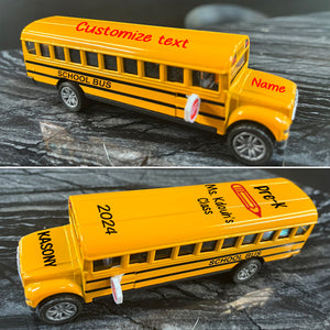 Personalized Alloy School Bus, Back To School Gifts for Kids, Teacher Gifts, Custom Toy School Bus