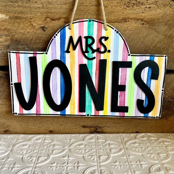 Personalized Teacher Door or Wall Sign, Classroom Sign, 3D Teacher Name Sign