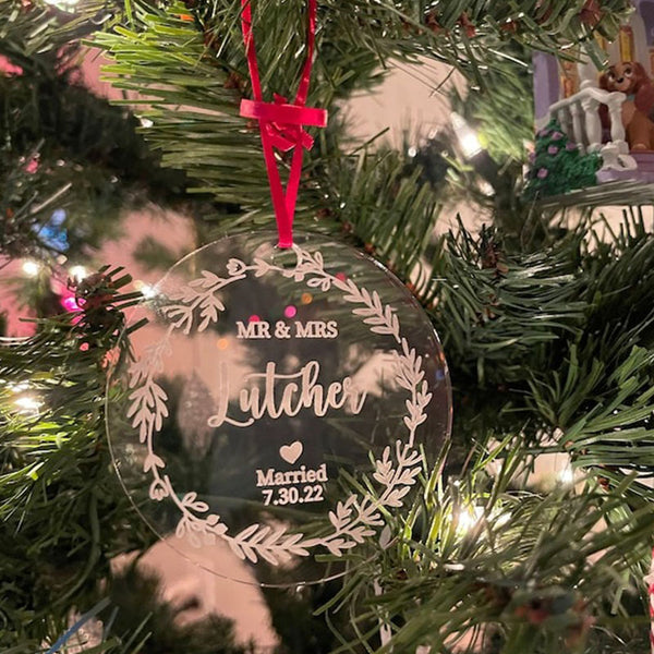 Custom Christmas Married Ornament, Personalized Christmas Ornaments, Mr and Mrs Ornament