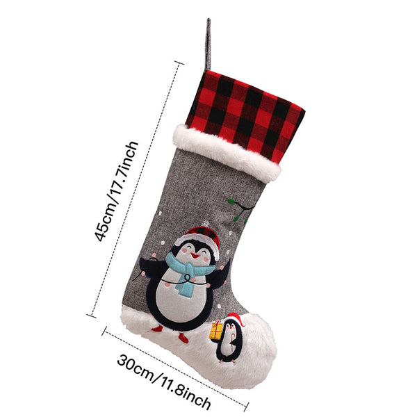 Personalized Christmas Ornament Stocking With Embroidered Pattern Gift