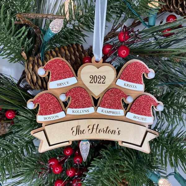 Santa ornament,Santa hat,Family christmas ornament,Christmas ornament