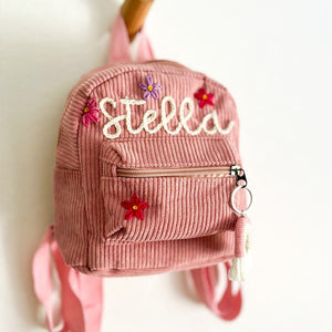 Hand Embroidered Personalised Kids Mini Backpack I Custom Kids Bag I Name Backpack