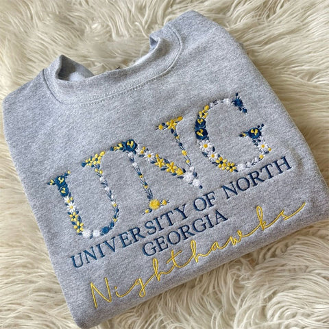 College Floral Letter Embroidered Sweatshirt | Embroidery Sorority Gift Greek Letter Sweatshirt