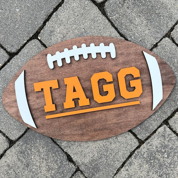 3D Custom Kids Room Decor, Football Wooden Name Sign