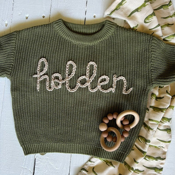 Personalized Hand Embroidered Baby and Toddler Sweaters