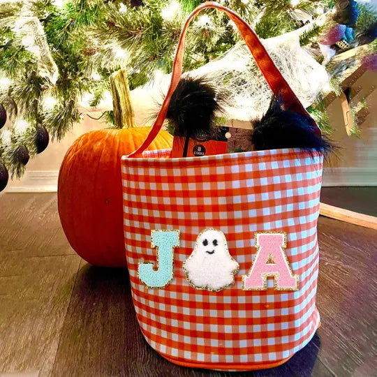 Personalized Chenille Letter Halloween Bucket