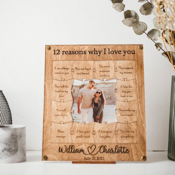 Personalized 12 Reasons Why I Love You Birthday Gift Custom Wooden Puzzle