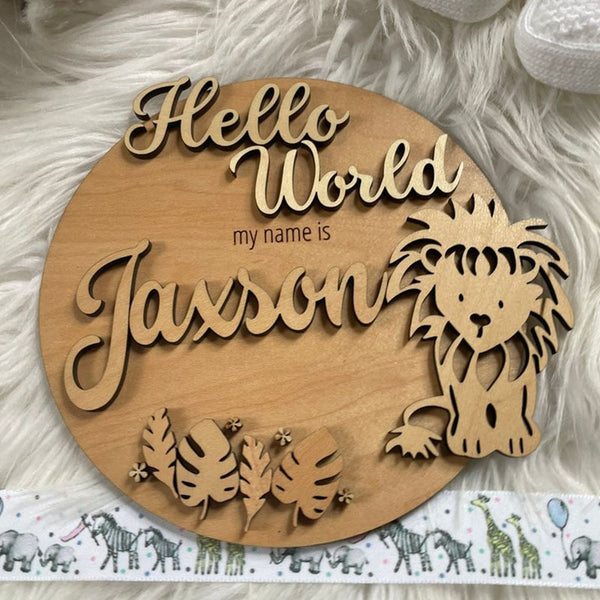 Hello World New Baby Wooden Plaque, Baby Shower Gift