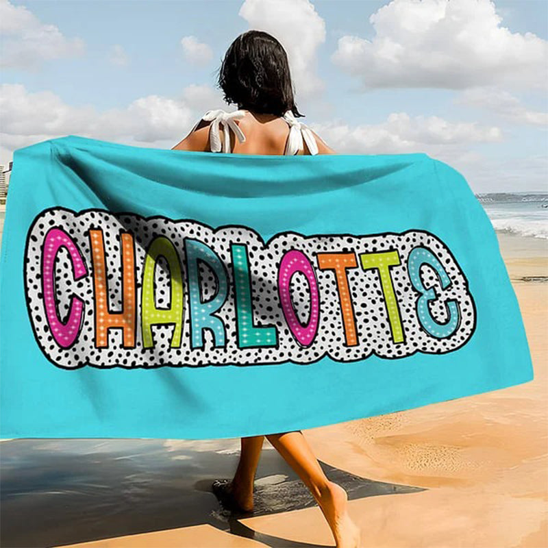 Personalized Multicolor Dots Beach Towel