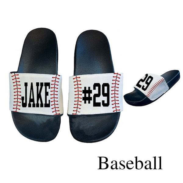 Personalized Softball Baseball Slides Flip Flops Sandals