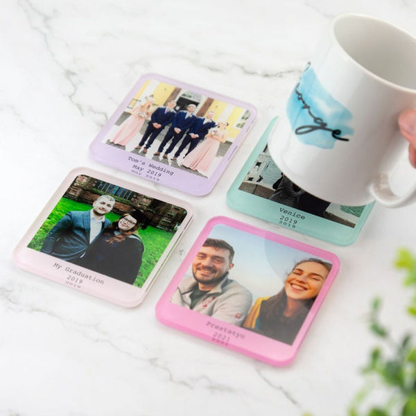 Personalised Photo Coaster Printed Acrylic Drinks Coaster - Novelty Coaster Gift