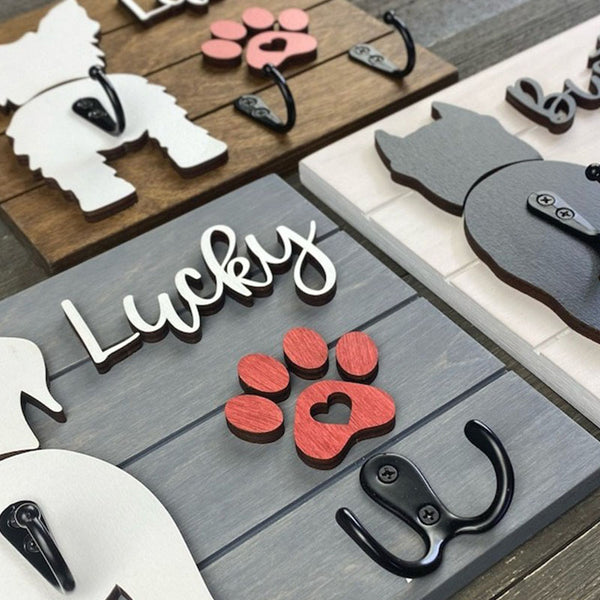 Custom Shiplap Dog Leash Holder, Personalized Leash holder, Dog Butt Leash Holder, Dog Paw Print Leash Holder