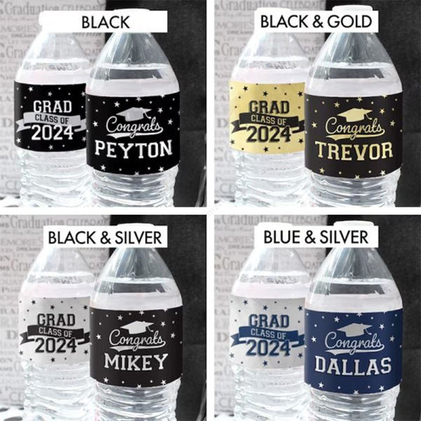 Graduation Water Bottle Labels Personalized Graduation Party Decorations