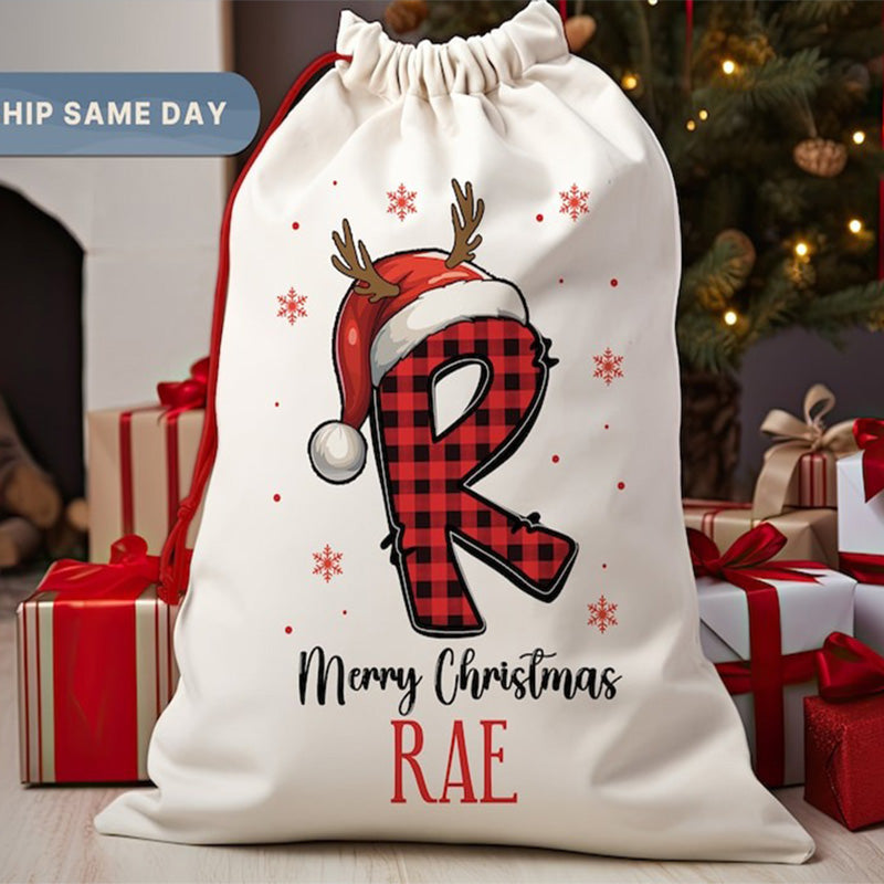 Merry Christmas Santa Sack, Kids Present Gift Bag, Personalized Gift Bag