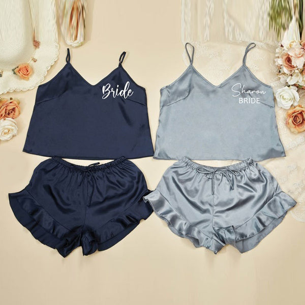 Personalised Bridal Party Pajamas Camisole Set, Wedding Bridesmaid PJs