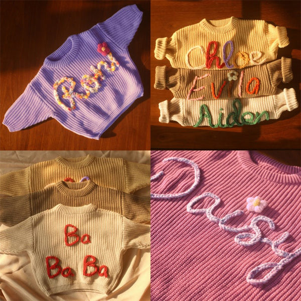 Personalized Hand Embroidered Baby and Toddler Sweaters