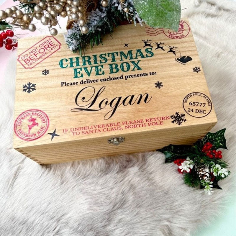 Custom Christmas Eve Box,personalised wooden gift box