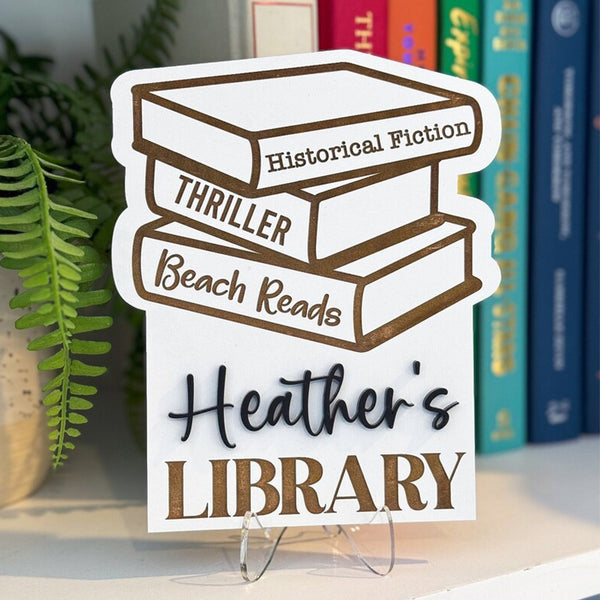 Library Sign, Personalized Library Sign, Book Shelf Decor