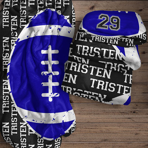 Personalized Football Blanket, Gift Idea for Football Player, Minky Kids Football Blanket