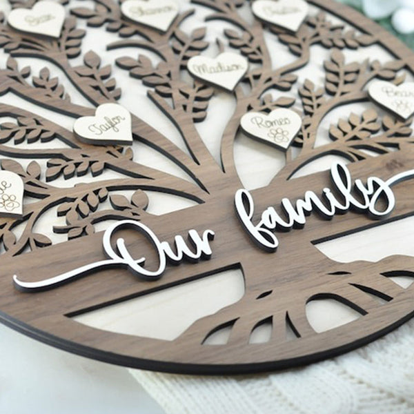 Grandkids Christmas Birthday Gift Family Tree Sign Custom Hanging Grandparent