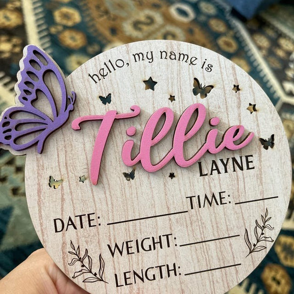 Personalized Baby Announcement Sign with Birth Stats