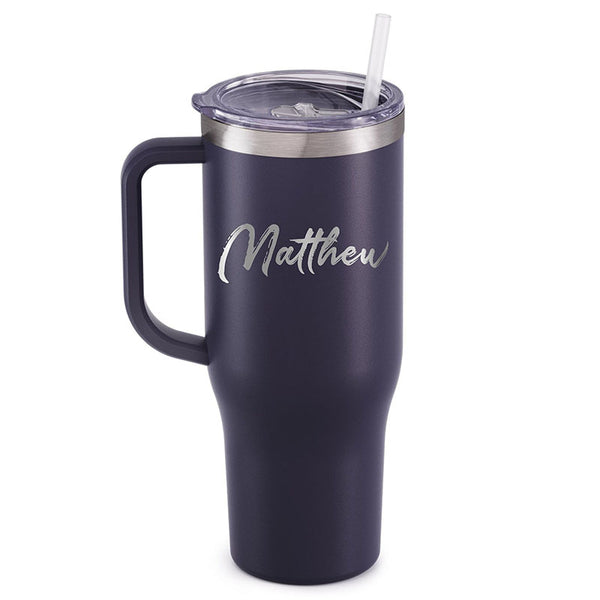 Personalized 40oz Tumbler With Handle, Lid and Straw