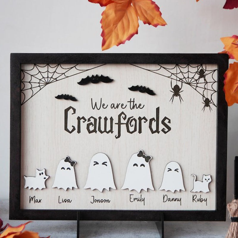 Halloween Ghost Family With Pets, Custom Halloween Family Sign, Personalized Halloween Family with Pets ghost, Family Halloween Gift