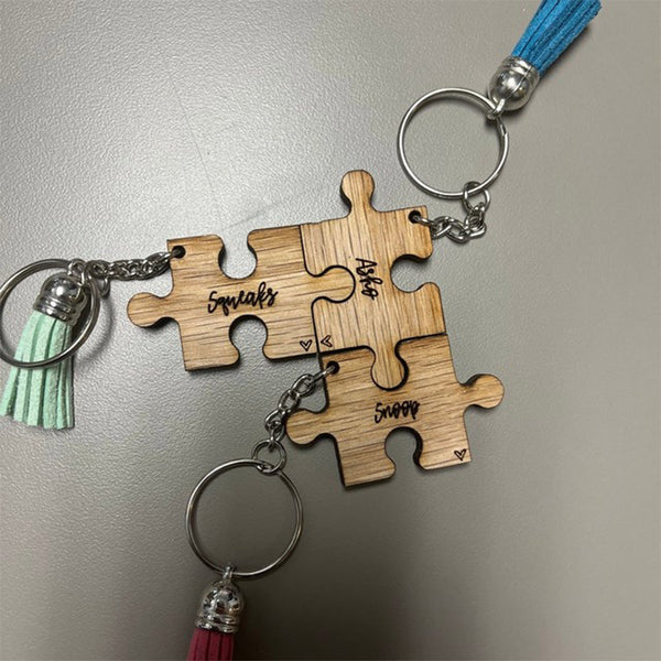 Best Friend Gift, Personalized Keychain, Custom name puzzle piece keychain with Colorful Tassel