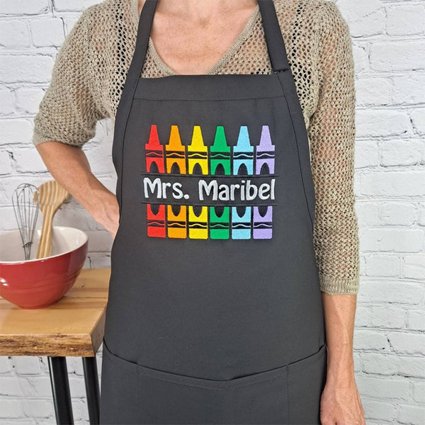 Teacher apron crayon art teacher gift