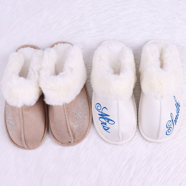 Personalized Women's Slippers Memory Foam House Slippers with Rubber Sole