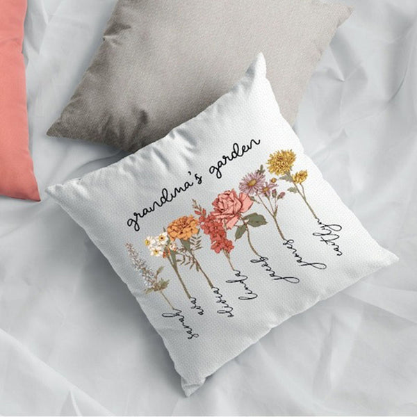 Grandma Mother's Day Gift, Personalize Grandma's Garden Pillow