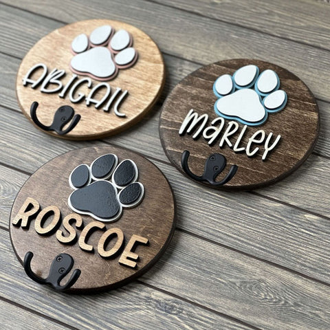 Personalized Dog Leash Holder || Custom Name Pet Leash Hook