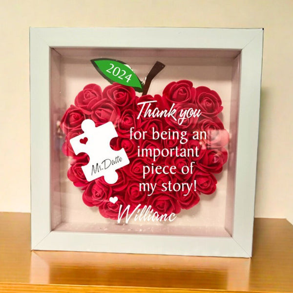 Custom Teacher Pencil Apple Shadow Box|School Office Sign