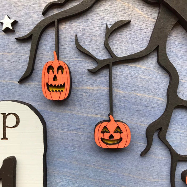 Halloween Countdown Calendar, Wooden Halloween Decorations