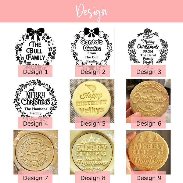 Personalized Christmas Wreath Design Cookie Stamp Family Cookie