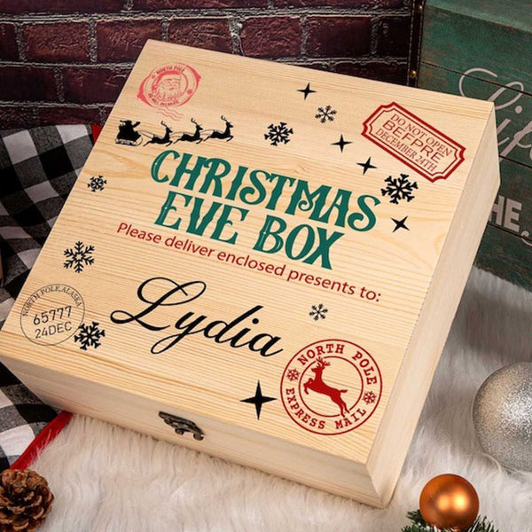 Custom Christmas Eve Box,personalised wooden gift box