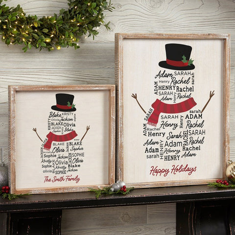 Snowman Repeating Name Personalized Frame Wall Art Christmas Decorations