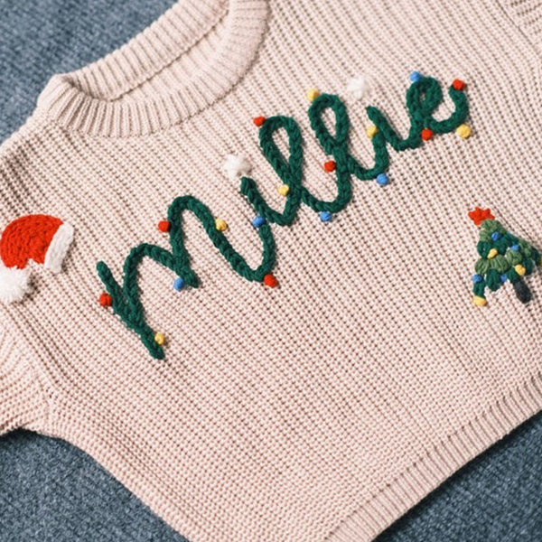 Personalized Hand-Stitched Name & Monogram Adorable Custom Kids' Sweater