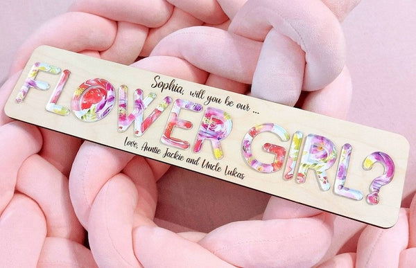 Flower Girl Name Puzzle, Personalized Flower Girl Proposal Gift, Ring Bearer Gift