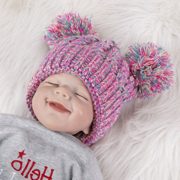 Personalised Infant Winter Hat Custom Embroidered Baby Pom Beanie